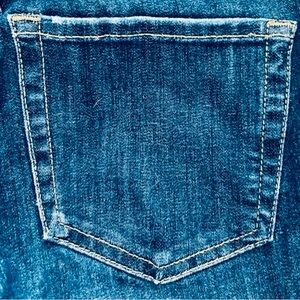 Free People Jeans Women's 25 X 28 Blue Skinny Distressed Mid Rise Stretch Denim